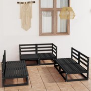 vidaXL 6 pcs conjunto lounge de jardim pinho maciço preto