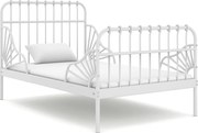 vidaXL Estrutura de cama extensível em metal branco 80x130/200 cm