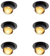 Conjunto de 6 focos embutidos modernos pretos redondos inclináveis - Installa