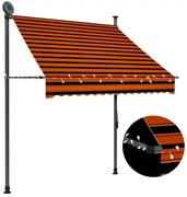 Toldo retrátil manual com LED 150 cm laranja e castanho