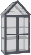 Outsunny Mini Estufa Cama Fria 3 Níveis, Teto Basculante, Portas Duplas, Madeira e Policarbonato, Resistente às Intempéries, Natural, 70,5 x 42 x 132 cm | Aosom Portugal