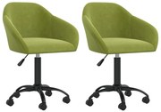 Cadeiras de jantar giratórias 2 pcs veludo verde-claro