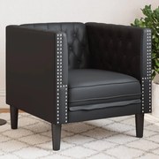 vidaXL Sofá chesterfield couro artificial preto