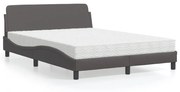 Cama com colchão 140x190 cm couro artificial cinzento