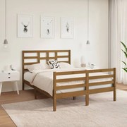 Estrutura cama dupla 135x190 cm madeira maciça castanho-mel