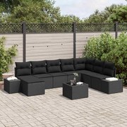 vidaXL Conjunto de Sofá de Jardim com 9 Peças da , Almofadas em Rattan Sintético Bege.