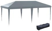 Outsunny Tenda Dobrável 585x295x270 cm Portátil Bolsa Transporte Tecido Oxford Resistente Intempéries Jardim Exterior Cinza | Aosom Portugal