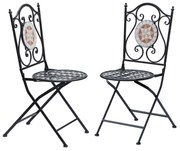 Outsunny Conjunto 2 Cadeiras Dobráveis Jardim Mosaico Carga Máxima 120 kg 50x40x94,5 cm Preto | Aosom Portugal