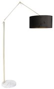 Candeeiro de pé moderno com cúpula de veludo dourado preto 50 cm - Editor Moderno