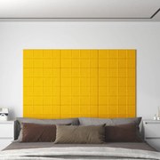 Painel de parede 12 pcs 60x30 cm veludo 2,16 m² amarelo