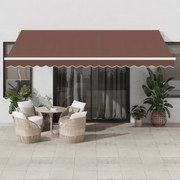 Toldo retrátil manual com luz LED 450x350 cm castanho