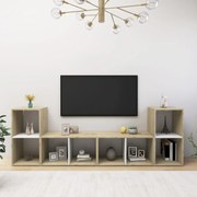 Móveis de TV 4 pcs 72x35x36,5cm contrap. branco/carvalho sonoma