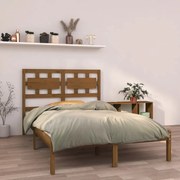 Estrutura de cama 140x190 cm madeira maciça castanho-mel