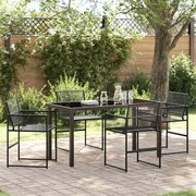 vidaXL Conjunto de Jantar para Jardim 5 pcs Preto Aço revestido a pó