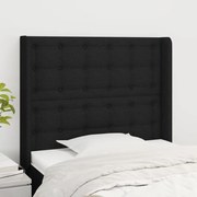 vidaXL Cabeceira de cama c/ abas tecido 83x16x118/128 cm preto