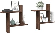 vidaXL Prateleiras parede 2 pcs derivados de madeira carvalho castanho