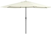 vidaXL Guarda-sol de jardim com poste de metal 390 cm branco areia