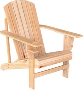 Outsunny Cadeira Adirondack de Madeira Cadeira de Jardim com Apoio para os Braços Encosto Alto para Terraço 72,5x97x96cm Natural | Aosom Portugal
