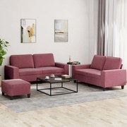 vidaXL 3 pcs conjunto de sofás tecido vermelho-tinto