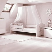 Cama infantil LUK princesa 160x80 branca com grades - colchão e estrado incluído