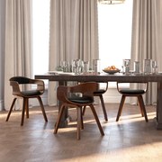 vidaXL Cadeira de jantar 4pcs madeira curvada e couro artificial preto
