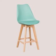 Pacote De 2 Bancos Altos De 65 Cm Com Almofada Em Couro Sintético Nórdico Verde Jade - Sklum