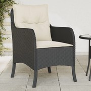 vidaXL Cadeiras de jardim com almofadões 2 pcs vime PE preto