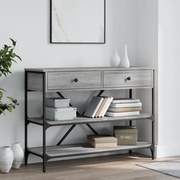 vidaXL Mesa consola gavetas/prateleiras deriv. madeira cinzento sonoma