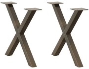 vidaXL Pés para mesa de centro em formato de X, 2 peças, aço natural, 60x (42-43) cm, aço