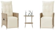 3 pcs conjunto bistrô com almofadões vime PE bege