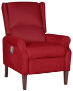 Poltrona de massagens reclinável veludo vermelho tinto