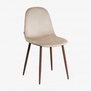 Glamm Estofada Cadeira De Jantar Madeira Escura & Velluto Castanho Trigo & Terciopelo - Sklum