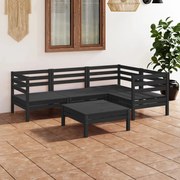 vidaXL 5 pcs conjunto lounge de jardim pinho maciço preto