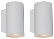 Conjunto de 2 Apliques de Parede Modernos Brancos Redondos 2-luzes - Sandy
