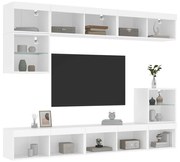 vidaXL 8pcs móveis de parede p/ TV c/ LEDs derivados de madeira branco