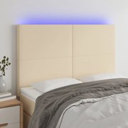 vidaXL Cabeceira cama c/ LED tecido 144x5x118/128 cm crème