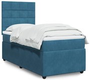 vidaXL Cama boxspring com colchão 100x200 cm veludo azul