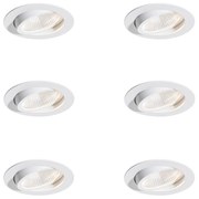 Conjunto de 6 focos embutidos brancos 9,5 cm incluindo LED 1300 lm regulável IP23 - Gaius Moderno