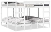 vidaXL Beliche triplo 200x200/80x200 cm madeira de pinho maciça branco