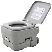 HOMCOM Sanita Portátil WC Portátil com 2 Depósitos de 10L Suporta até 200 kg Sanita para Exterior Campismo 36x42x30 cm Cinzento
