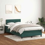 vidaXL Cama box spring c/ colchão e LED 120x220 cm veludo verde-escuro