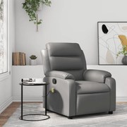 vidaXL Poltrona de massagens reclinável couro artificial cinzento