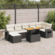 vidaXL 8 pcs conjunto sofás de jardim com almofadões vime PE preto