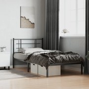 vidaXL Estrutura de cama com cabeceira 100x200 cm metal preto