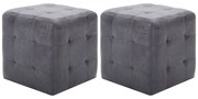vidaXL Pufe 2 pcs 30x30x30 cm camurça artificial cinzento