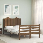 Estrutura cama cabeceira 120x200cm madeira maciça castanho-mel