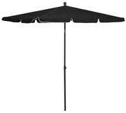 Guarda-sol de jardim com mastro 210x140 cm preto