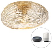 LED Candeeiro de teto inteligente dourado oval incl. Wifi G95 - Sarella Design