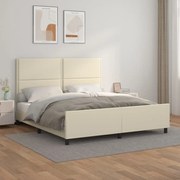 Estrutura de cama c/ cabeceira couro artificial 160x200cm creme