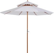 Outsunny Guarda-sol reto Guarda-sol de jardim redondo em Madeira 2 Cobertura Poliéster 180 g/m² dia. 2,7 x 2,6H m branco | Aosom Portugal